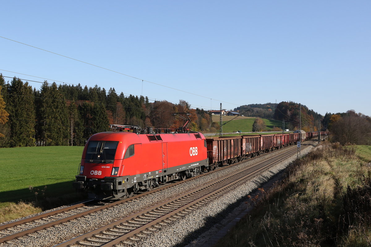 1016 002 aus Salzburg kommend am 9. November 2020 bei Grabenst�tt.