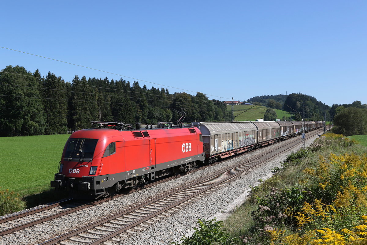 1016 026 mit einem Schiebewandwagen aus Salzburg kommend am 9. September 2020 bei Grabenst�tt.