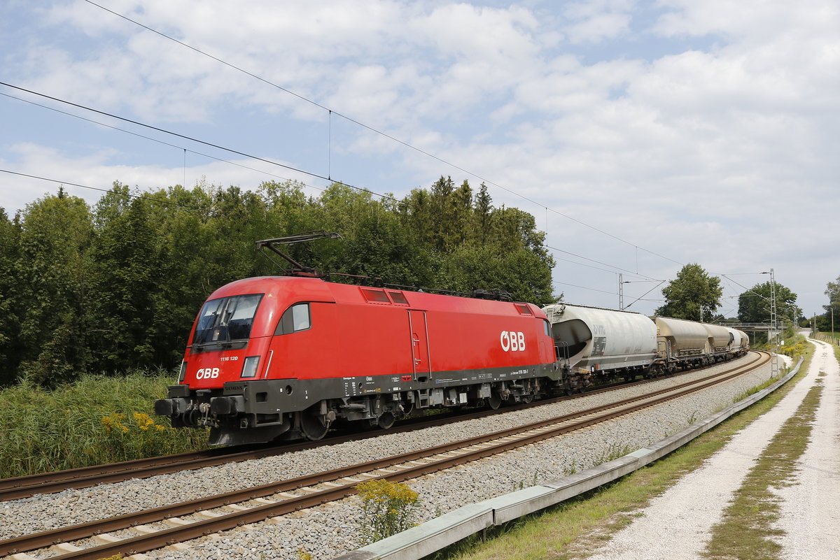 1116 120 mit einem kurzen  Mischer  am 15. August 2018 bei Grabenst�tt.
