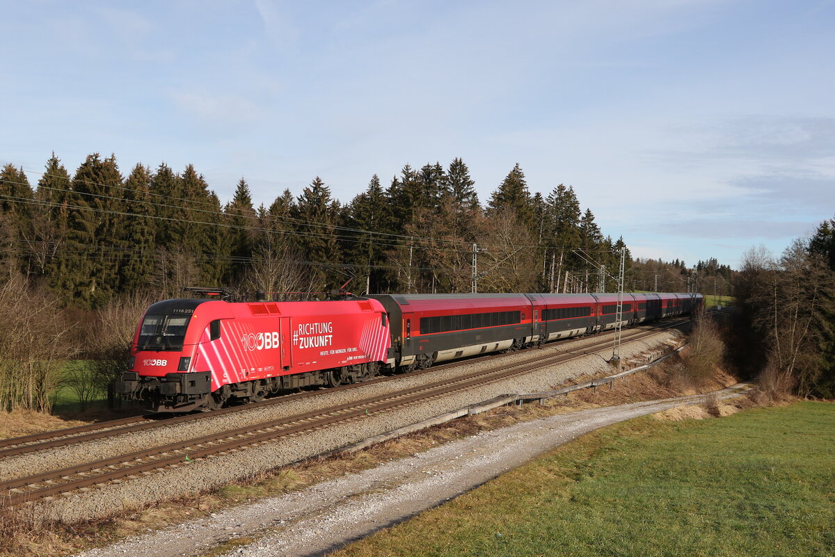 1116 251  100 Jahre �BB  am 4. Januar 2023 bei Sossau im Chiemgau.