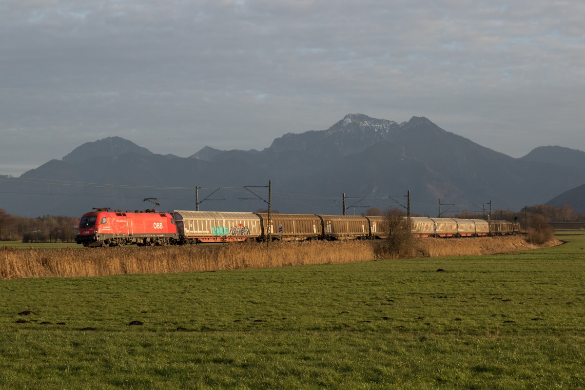 1116 260-1  Europ. Lokf�hrerschein  am 19. Dezember 2015 mit einem G�terzug aus Salzburg kommend bei Weisham.