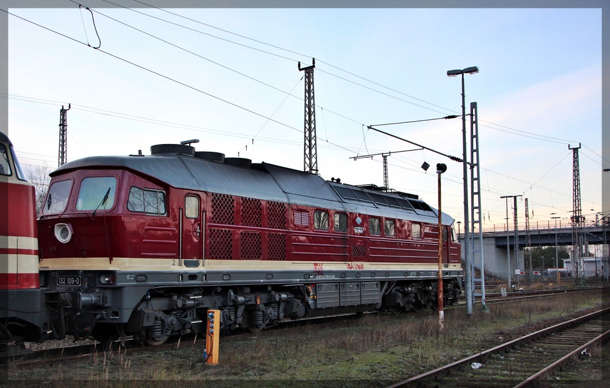132 009 ( 232 109 ) der LEG am 25.12.2015 abgestellt in Angermünde