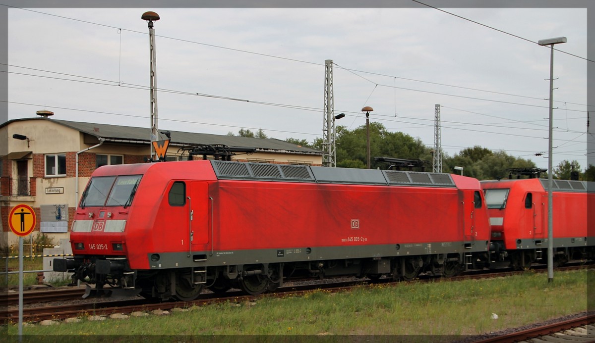 145 035 abgestellt in Wismar am 24.09.2013