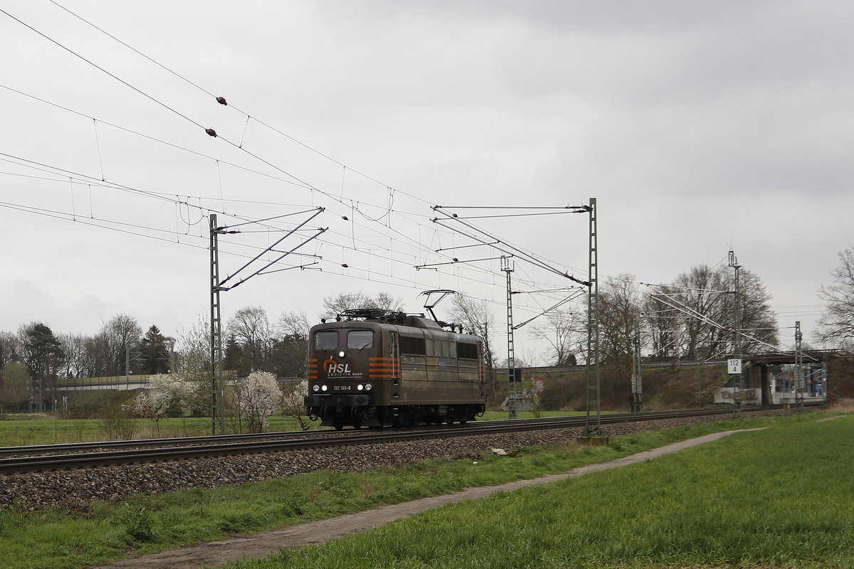 151 145 von  HSL  fuhr am 28. M�rz 2019 bei Bremen-Mahndorf in richtung Bremen.