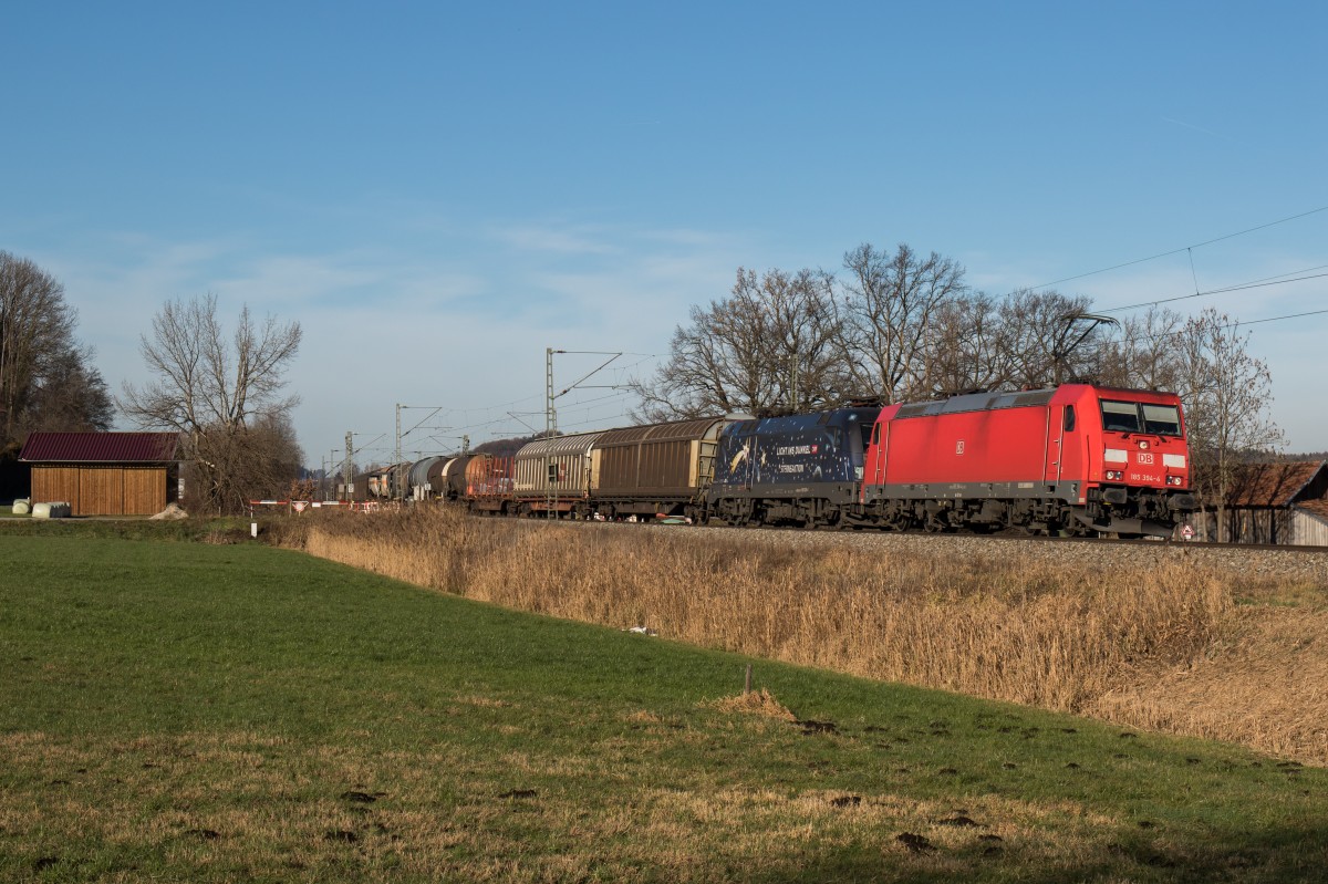 185 394-4 und 1116 126  Licht ins Dunkel  am 5. Dezember bei Weisham.