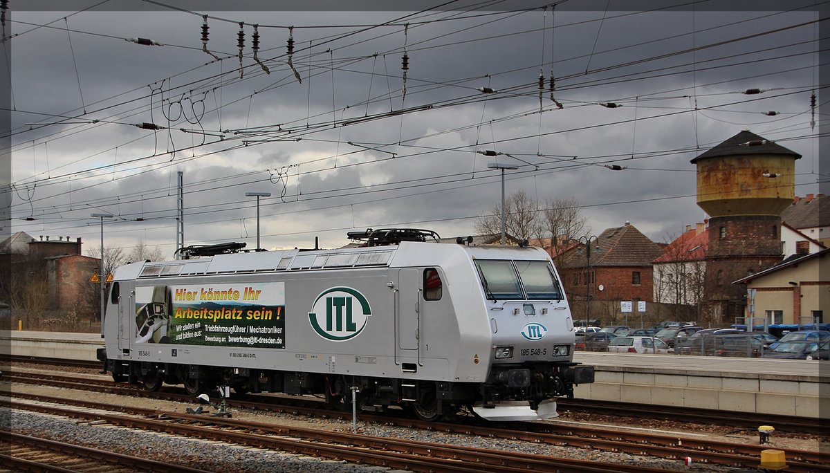 185 548 der Captrain/ITL abgestellt im Bahnhof Angermünde am 22.03.2016