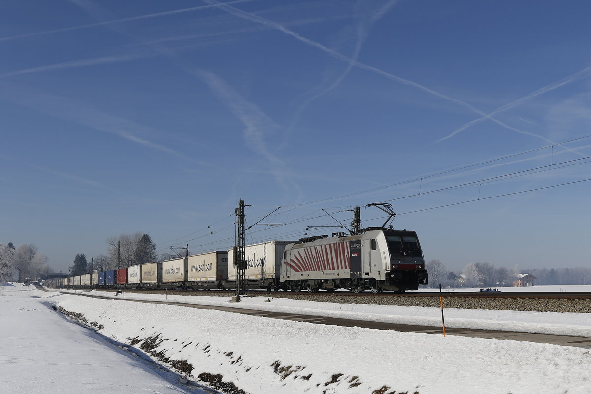 186 283 mit dem  Ekol-Zug  am 29. Januar 2017 bei �bersee.
