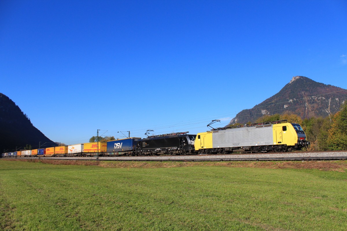 189 930-1 war am 21. Oktober 2012 im Inntal in Richtung Brenner unterwegs. Aufgenommen in der N�he von Kloster Reisach.