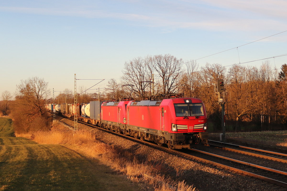 193 326 & 193 337 mit einem  KLV  aus M�nchen kommend am 16. Januar 2020 bei Hilperting.