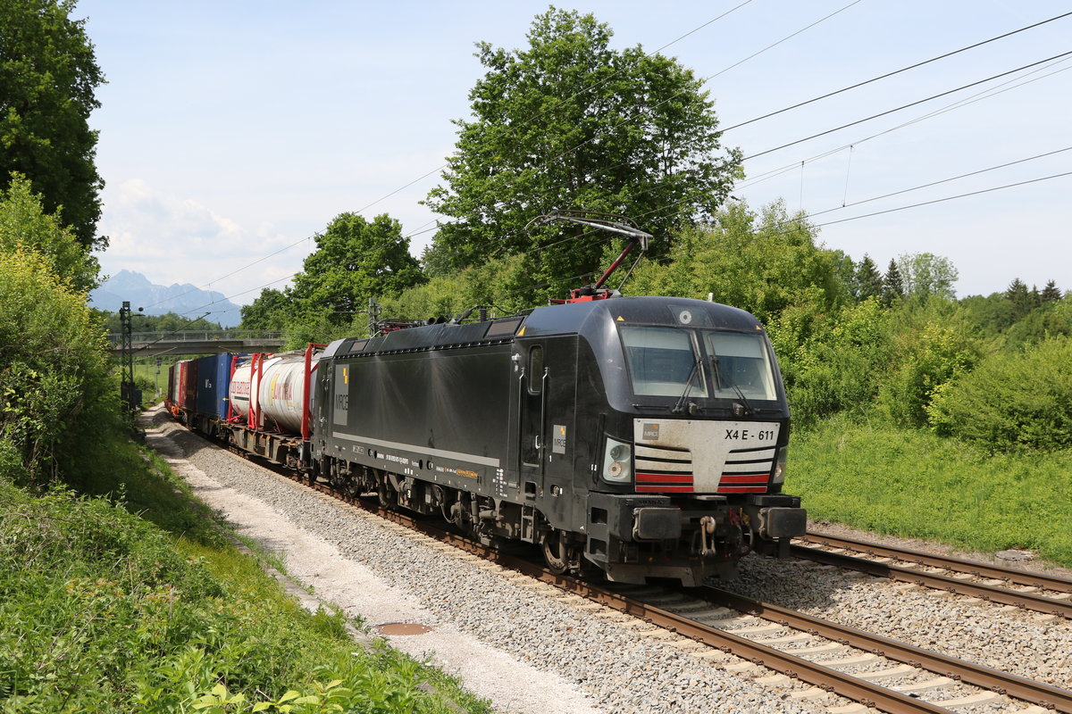 193 611 mit einem KLV aus M�nchen kommend am 22. Mai 2020 bei Grabenst�tt im Chiemgau.