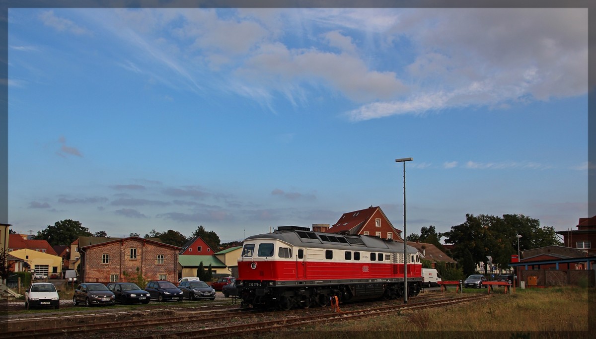 232 079 abgestellt in Waren an der Müritz am Bahnhof