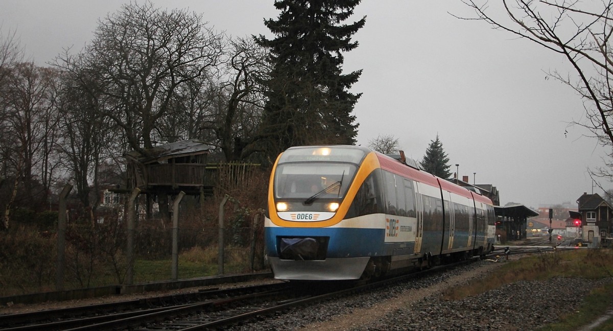 643 362 der ODEG/PEG bei Ausfahrt in Parchim am 11.12.2014
