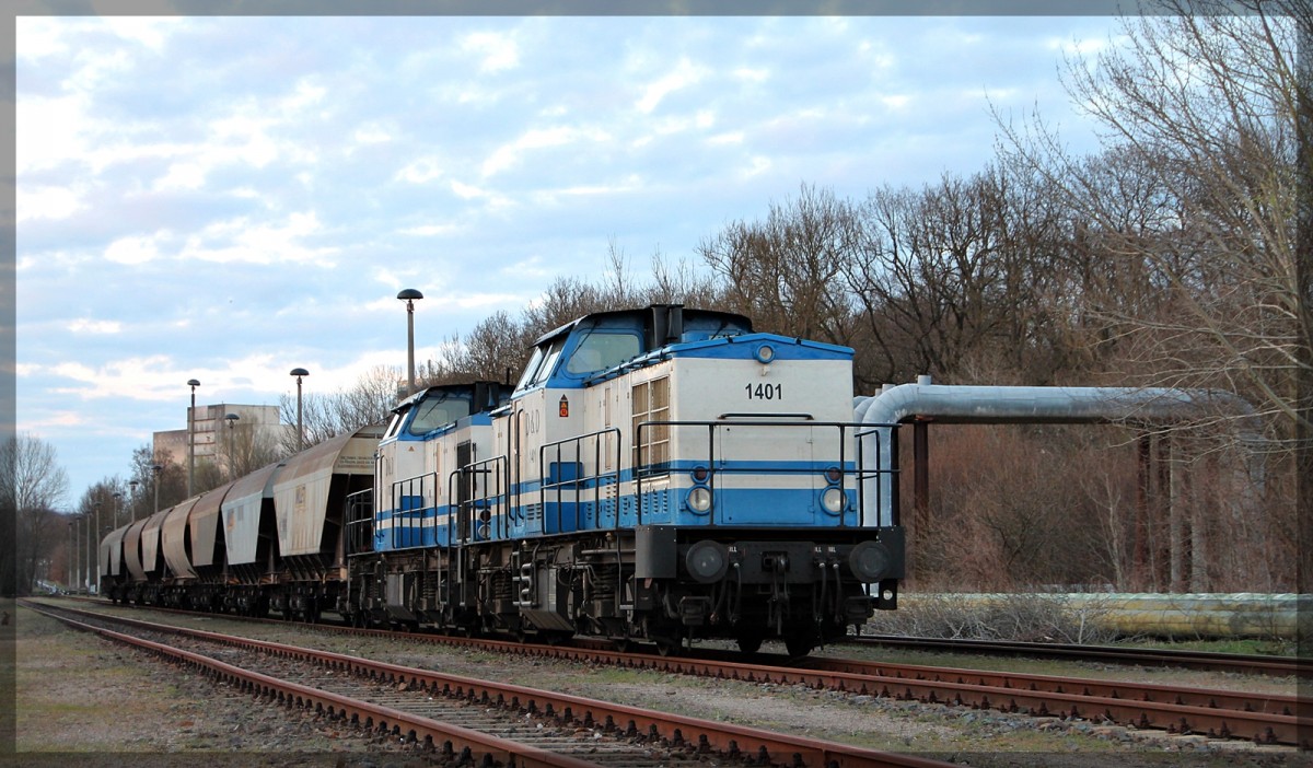 D&D 1402 und 1702 ( 203 105 und 203 130 ) in Neubrandenburg im IAB am 12.4.2015