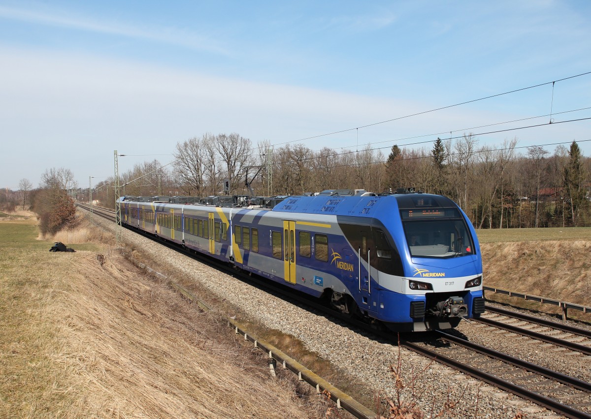 ET 317 am 7. M�rz 2015 von M�nchen kommend bei Hilperting.