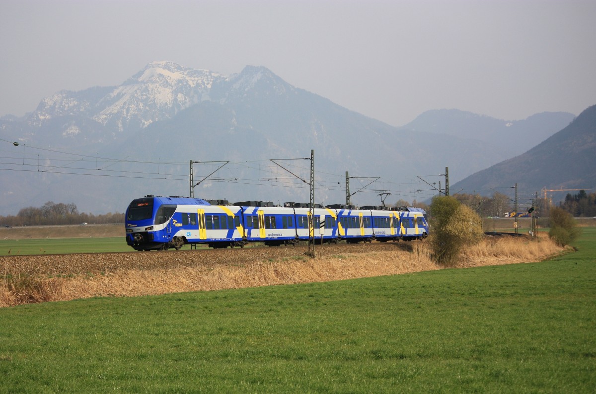 ET 322 auf dem Weg von Salzburg nach M�nchen. Aufgenommen am 1. April 2014 bei Weisham.