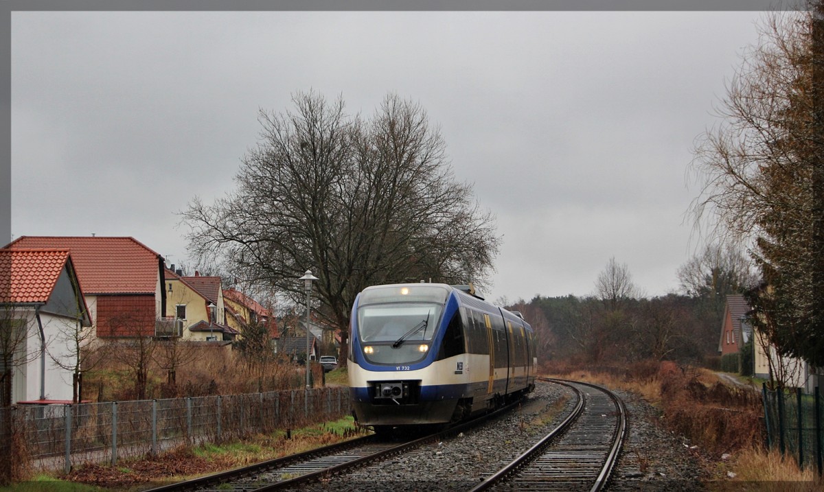 VT 732 der NEB bei seiner Pause in Templin Stadt am 06.03.2016