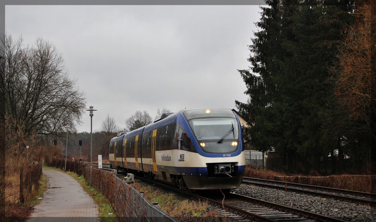VT 732 der NEB bei seiner Pause in Templin Stadt am 06.03.2016