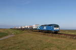 251 007 (MAK 2700 07)  Cindy  mit einem Autozug am 15. September aus Westerland/Sylt  kommend bei Klanxb�ll.