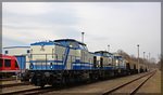 203 130 (1702) + 203 110 (1701) + 203 221 (1404) abgestellt in Neubrandenburg am 27.03.2016
